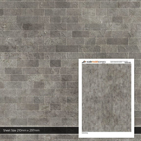 TX010-OO Modern Grey Paving Texture Paper (Pack of 5) - OO/4mm/1:76