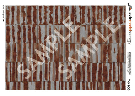 TX012-OO Rusty Corrugated Iron Texture Paper (Pack of 5) - OO/4mm/1:76