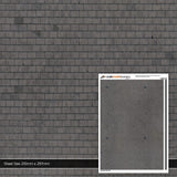 TX015-O Grey Slate Roof Tiles Lightly Weathered Texture Paper (Pack of 5) - O/7mm/1:43