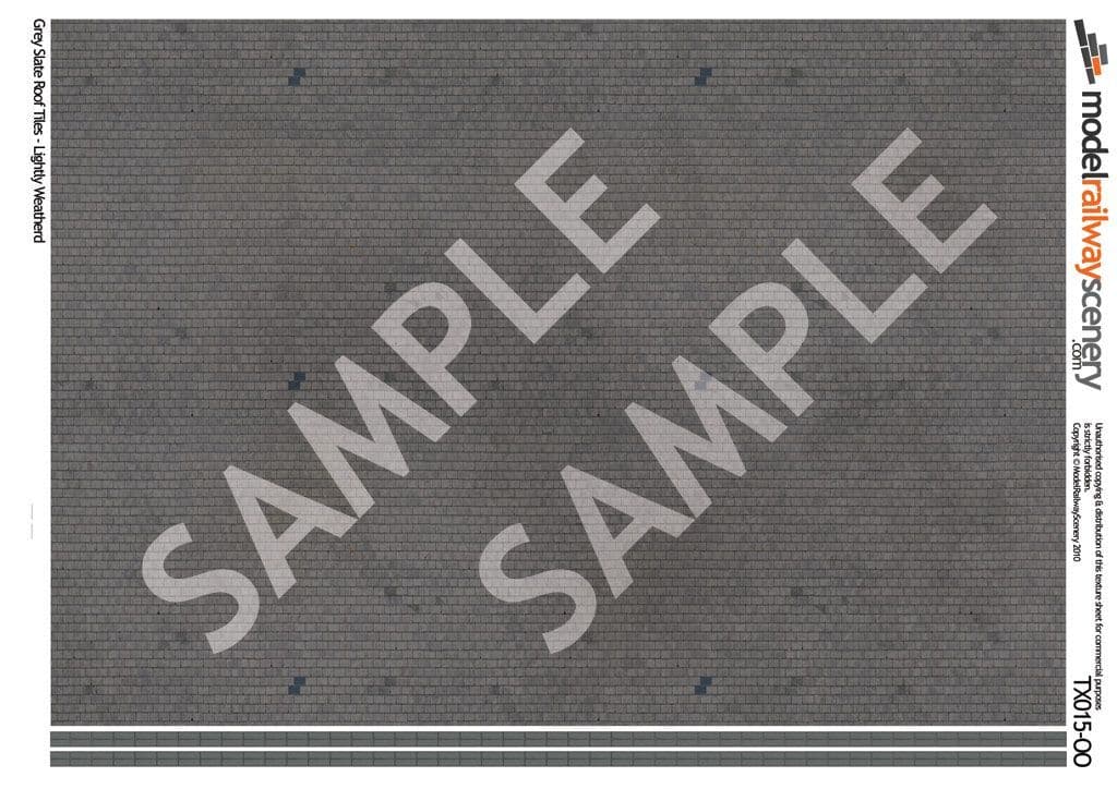 TX015-OO Grey Slate Roof Tiles Lightly Weathered Texture Paper (Pack of 5) - OO/4mm/1:76