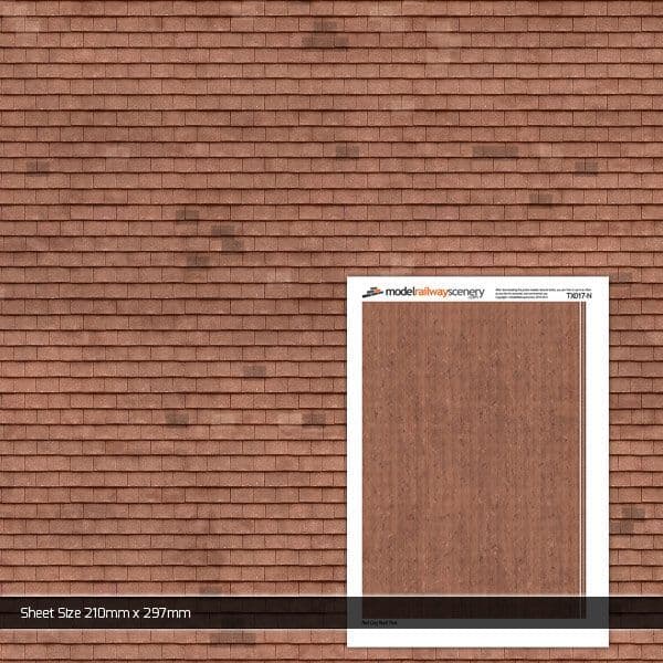 TX017-N Red Clay Roof Tiles Texture Paper (Pack of 5) - N/2mm/1:148