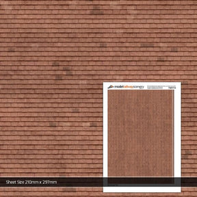 TX017-N Red Clay Roof Tiles Texture Paper (Pack of 5) - N/2mm/1:148