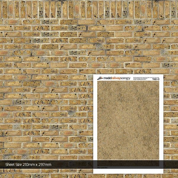 TX021-O Yellow London Brick Texture Paper (Pack of 5) - O/7mm/1:43