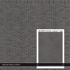 TX022-OO Modern Blue/Black Brick Texture Paper (Pack of 5) - OO/4mm/1:76
