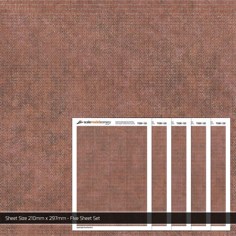 TX081-120 English Bond Aged Red Brick Texture Paper (Pack of 5) - TT:120