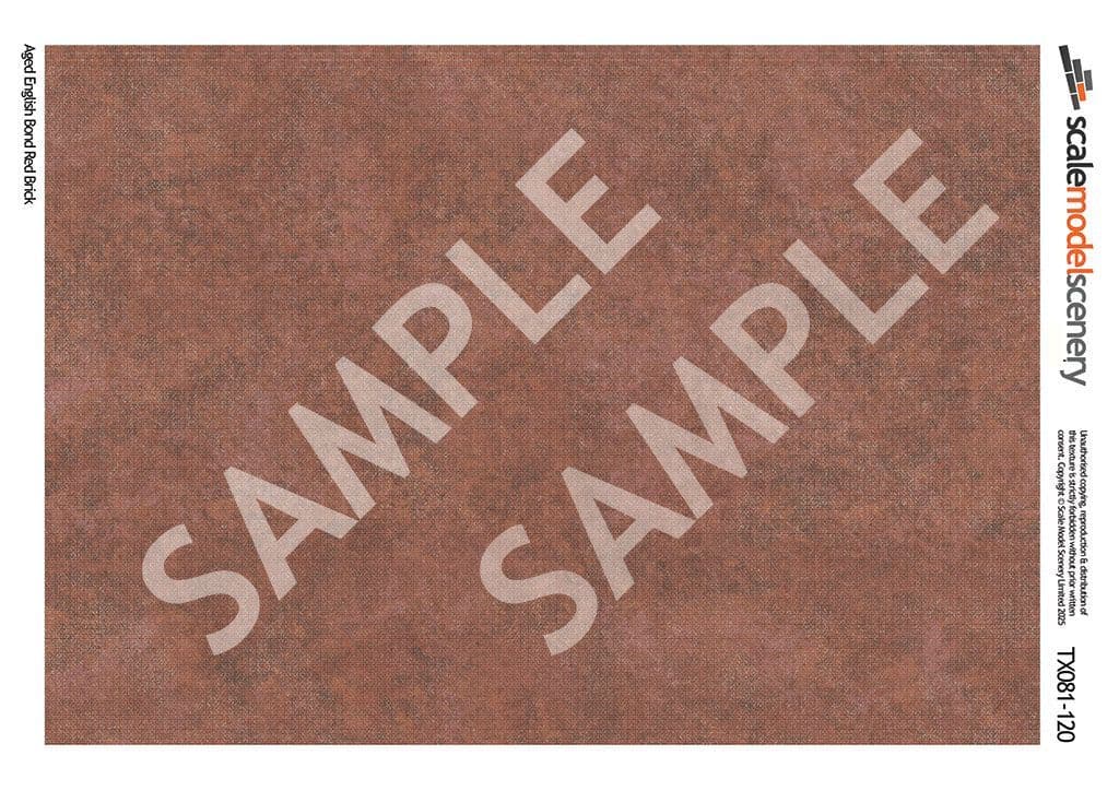 TX081-120 English Bond Aged Red Brick Texture Paper (Pack of 5) - TT:120