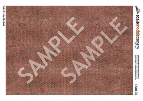TX081-35 English Bond Aged Red Brick Texture Paper (Pack of 5) - 1:35