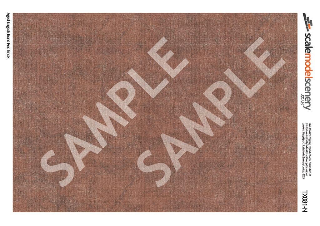 TX081-N English Bond Aged Red Brick Texture Paper (Pack of 5) - N/2mm/1:148