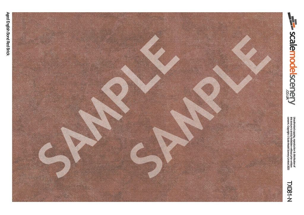 TX081-N English Bond Aged Red Brick Texture Paper (Pack of 5) - N/2mm/1:148
