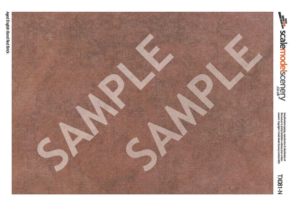 TX081-N English Bond Aged Red Brick Texture Paper (Pack of 5) - N/2mm/1:148