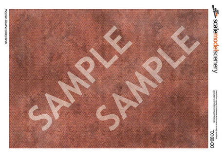 TX100-OO Victorian Weathered Red Brick Texture Paper (Pack of 5) - OO/4mm/1:76