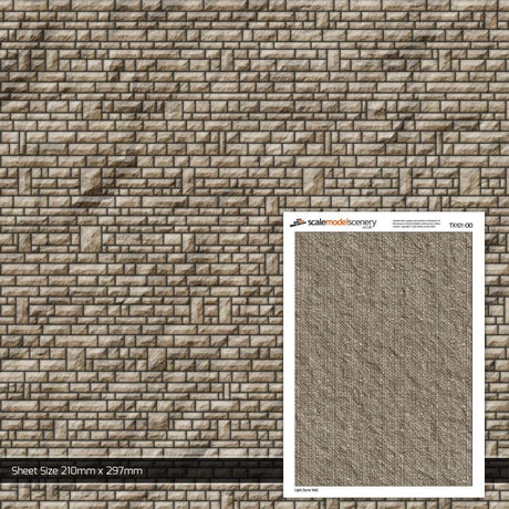 TX101-OO Light Stone Wall Paper (Pack of 5) - OO/4mm/1:76