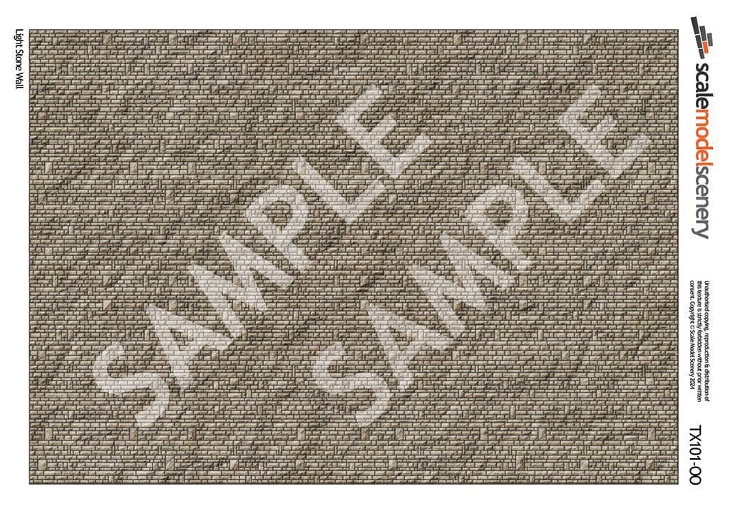 TX101-OO Light Stone Wall Paper (Pack of 5) - OO/4mm/1:76