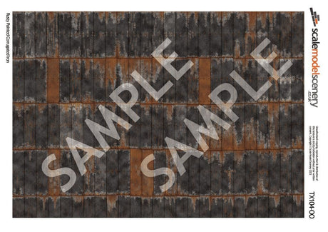 TX104-OO Rusty Black Painted & Weathered Corrugated Iron Texture Paper (Pack of 5) - OO/4mm/1:76