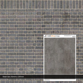 TX105-O English Bond Blue Engineering Brick Texture Paper (Pack of 5) - O/7mm/1:43
