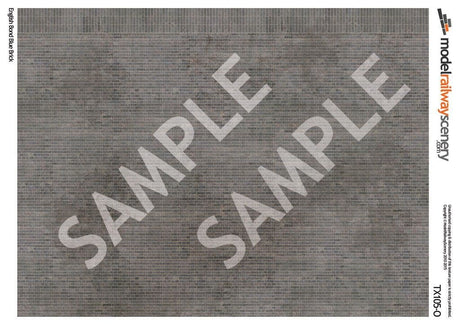 TX105-O English Bond Blue Engineering Brick Texture Paper (Pack of 5) - O/7mm/1:43