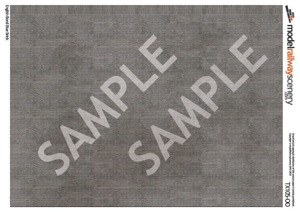 TX105-OO English Bond Blue Engineering Brick Texture Paper (Pack of 5) - OO/4mm/1:76