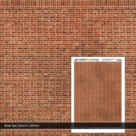 TX108-N Old Red Brown Brick Texture Paper (Pack of 5) - N/2mm/1:148