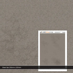 TX110-N Weathered Herringbone Concrete Paving Blocks Grey Texture Paper (Pack of 5) - N/2mm/1:148