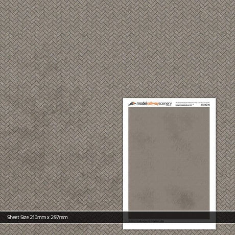 TX110-N Weathered Herringbone Concrete Paving Blocks Grey Texture Paper (Pack of 5) - N/2mm/1:148