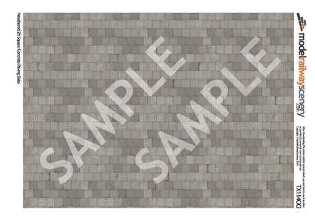 TX114-OO Weathered 2ft x 2ft Paving Concrete Texture Paper (Pack of 5) - OO/4mm/1:76