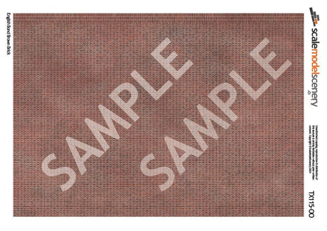 TX115-OO English Bond Brown Brick Texture Paper (Pack of 5) - OO/4mm/1:76