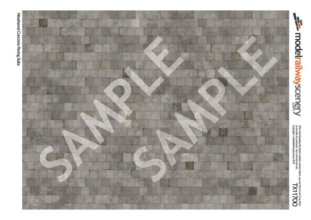 TX117-OO Dirty Concrete Paving Slabs (Pack of 5) OO/4mm/1:76