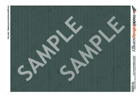 TX120-OO Corrugated Industrial Unit Panelling Dark Grey Texture Paper (Pack of 5) - OO/4mm/1:76