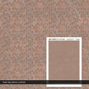 TX121-N Tudor Herringbone Brick Texture Paper (Pack of 5) - N/2mm/1:148
