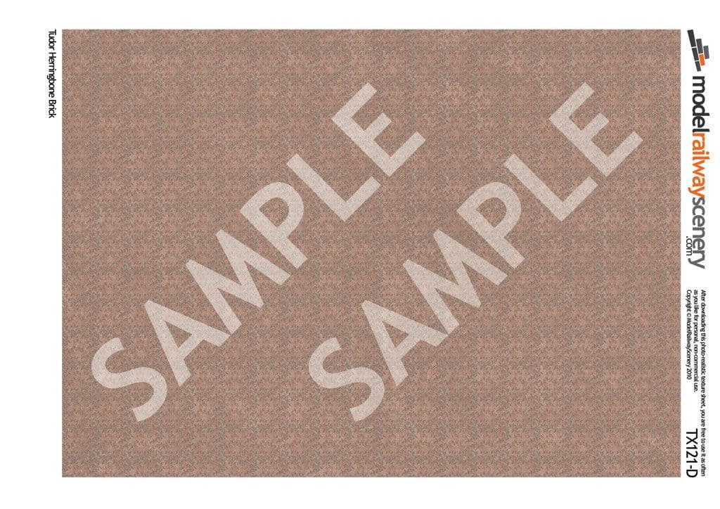 TX121-N Tudor Herringbone Brick Texture Paper (Pack of 5) - N/2mm/1:148
