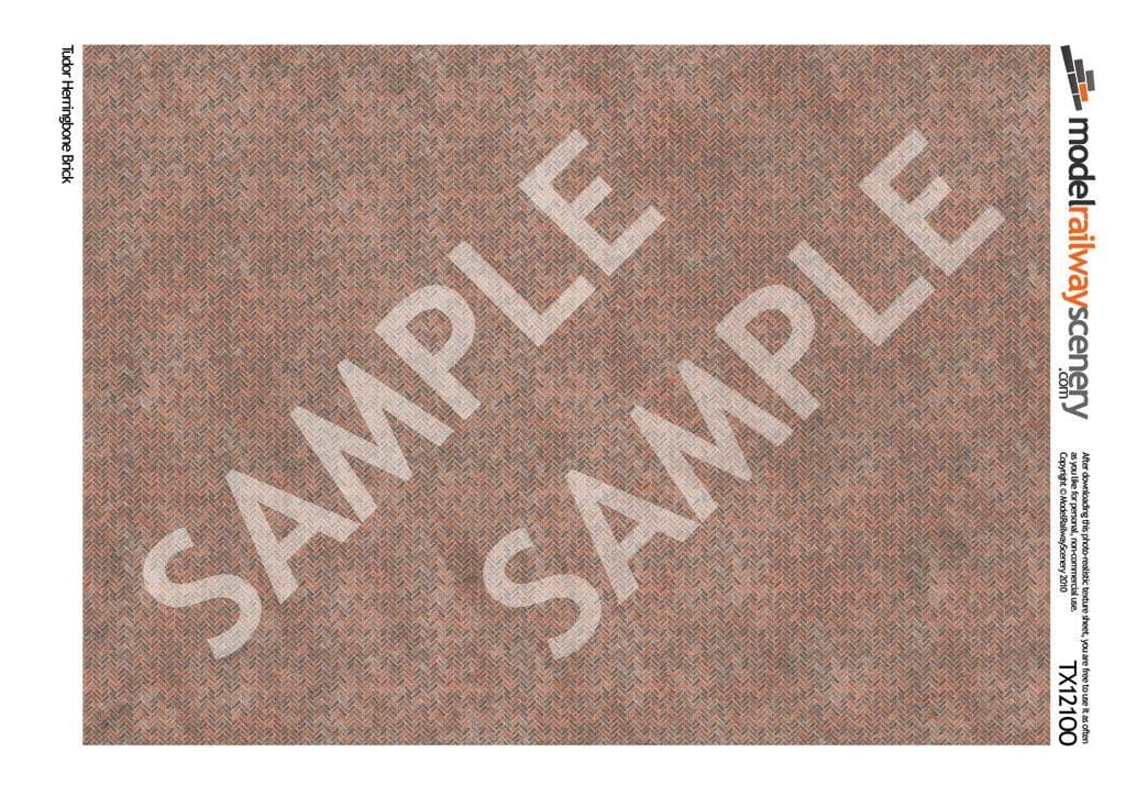 TX121-OO Tudor Herringbone Brick Texture Paper (Pck of 5) - OO/4mm/1:76