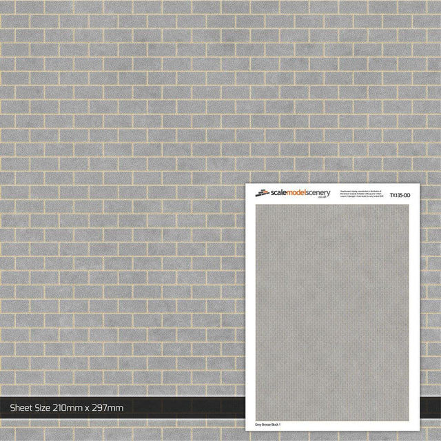 TX135-OO Grey Breeze Block Wall (Pack of 5) - OO/4mm/1:76