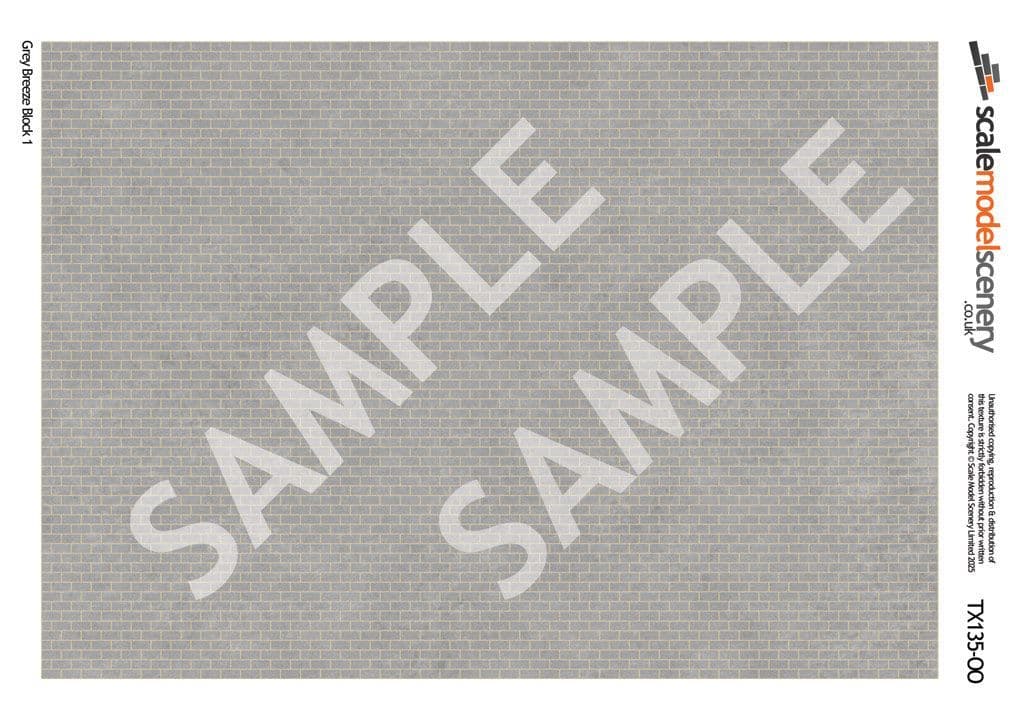TX135-OO Grey Breeze Block Wall (Pack of 5) - OO/4mm/1:76