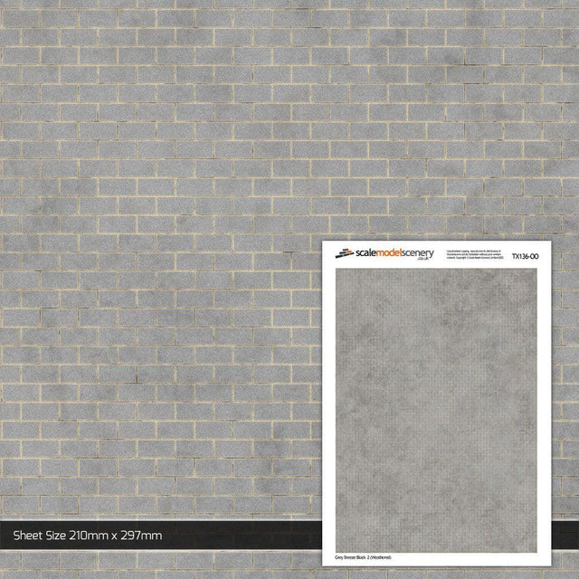TX136-OO Weathered Grey Breeze Block Wall (Pack of 5) - OO/4mm/1:76