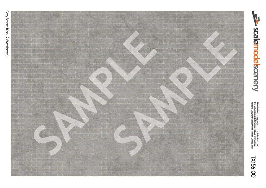 TX136-OO Weathered Grey Breeze Block Wall (Pack of 5) - OO/4mm/1:76