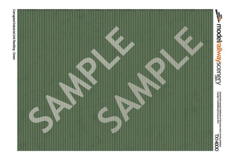 TX140-OO Corrugated Industrial Unit Panelling Green Texture Paper (Pack of 5) - OO/4mm/1:76
