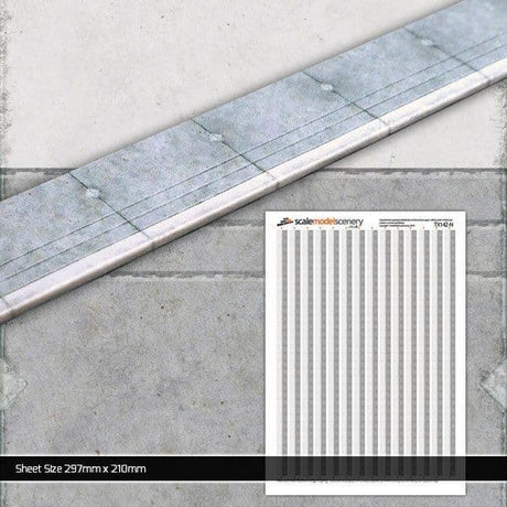 TX142-N Network Rail Platform Edge Coping Texture Paper (Pack of 2) - N/2mm/1:148