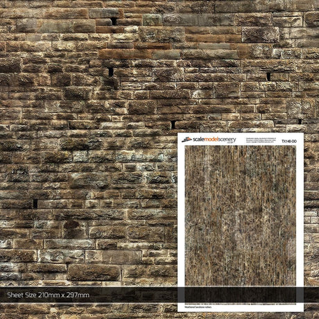TX148 -OO Weathered Sandstone Ashlars Texture Paper (Pack of 5) - OO/4mm/1:76