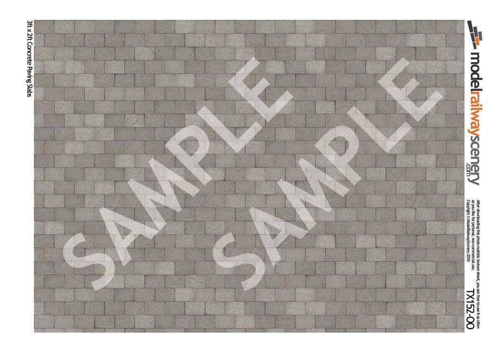 TX152-OO 3ft x 2ft Concrete Paving Slabs Texture Paper (Pack of 5) - OO/4mm/1:76