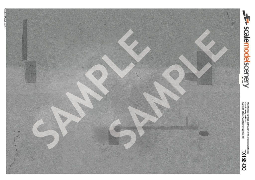 TX158-OO Weathered Asphalt Texture Paper (Pack of 5) - OO/4mm/1:76