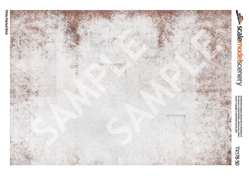TX178-50 Weathered White Painted Brick Paper (Pack of 5) - 1:50 Scale