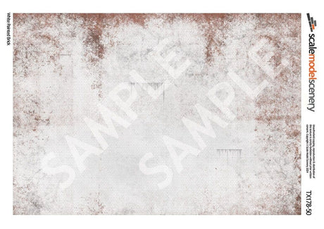 TX178-50 Weathered White Painted Brick Paper (Pack of 5) - 1:50 Scale
