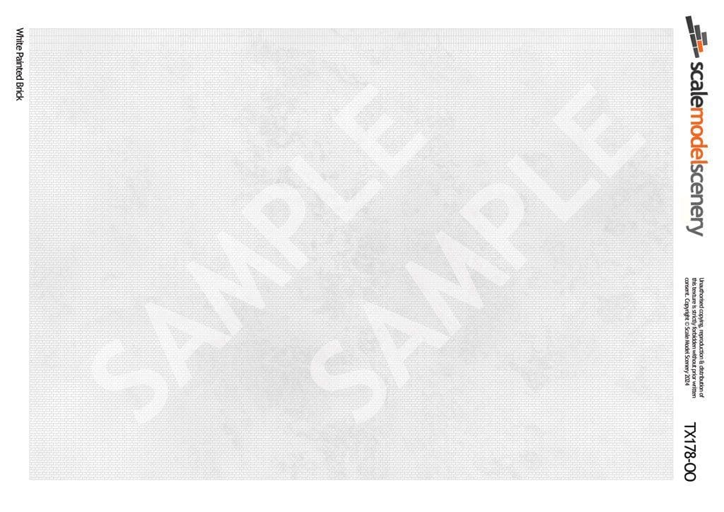 TX178-OO Weathered White Painted Brick Texture Paper (Pack of 5) - OO/4mm/1:76