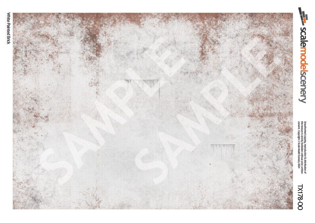 TX178-OO Weathered White Painted Brick Texture Paper (Pack of 5) - OO/4mm/1:76
