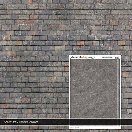 TX184-N Mixed Grey Roof Slates Texture Paper (Pack of 5) - N/2mm/1:148