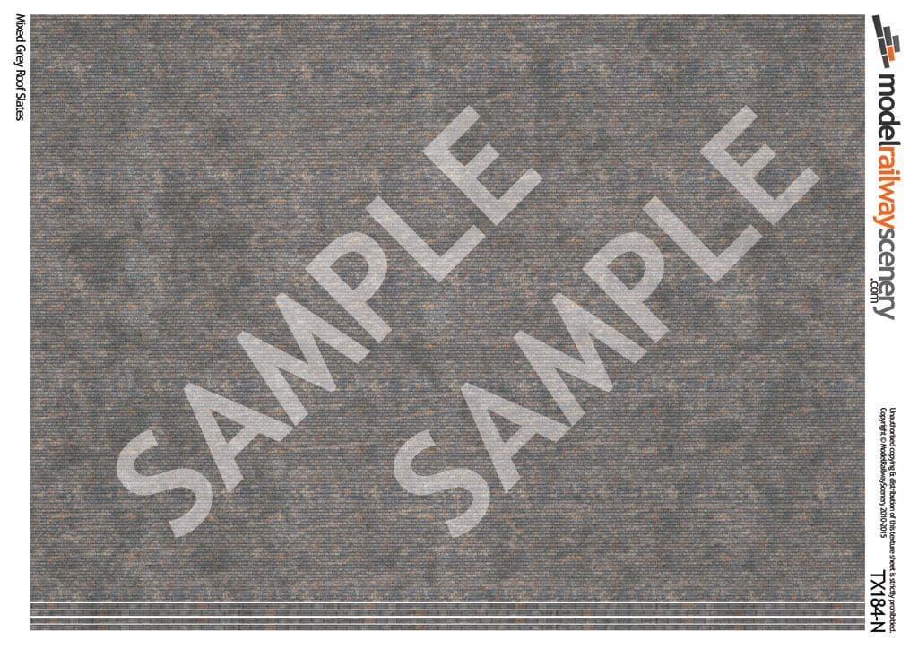 TX184-N Mixed Grey Roof Slates Texture Paper (Pack of 5) - N/2mm/1:148