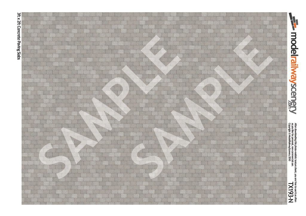 TX193-N 3ft x 2ft Concrete Paving Slabs Pristine Texture Paper (Pack of 5) - N/2mm/1:148