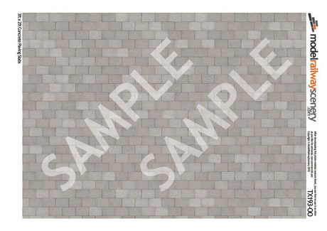 TX193-OO 3ft x 2ft Concrete Paving Slabs Pristine Texture Paper (Pack of 5) - OO/4mm/1:76