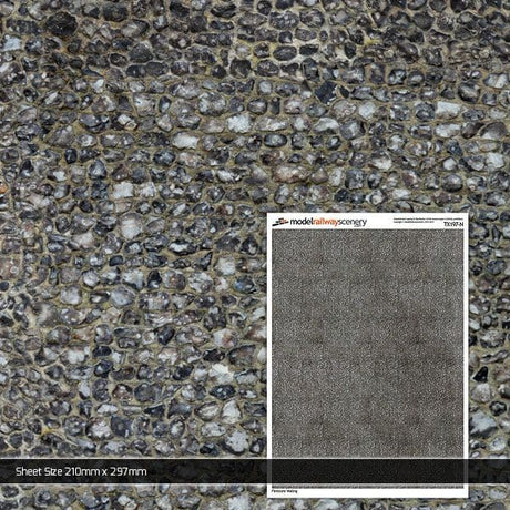 TX197-N Flint Stone Wall Texture Paper (Pack of 5) - N/2mm/1:148