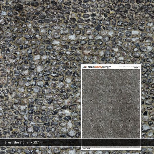 TX197-N Flint Stone Wall Texture Paper (Pack of 5) - N/2mm/1:148